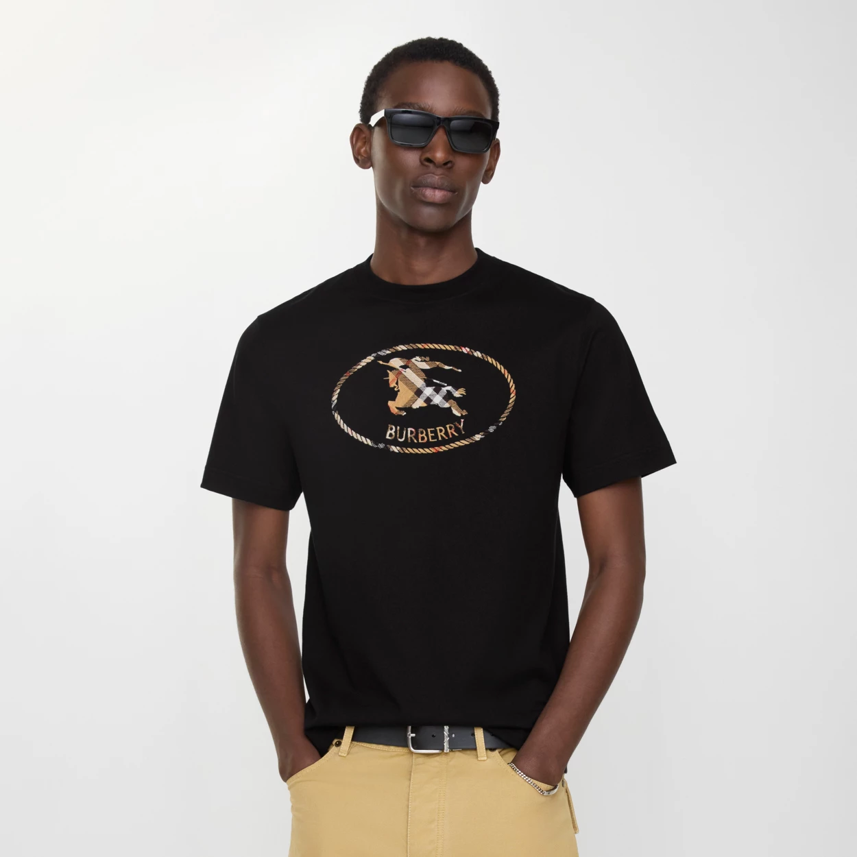 Burberry Check Knight Stampt Cotton T Shirt 8123436