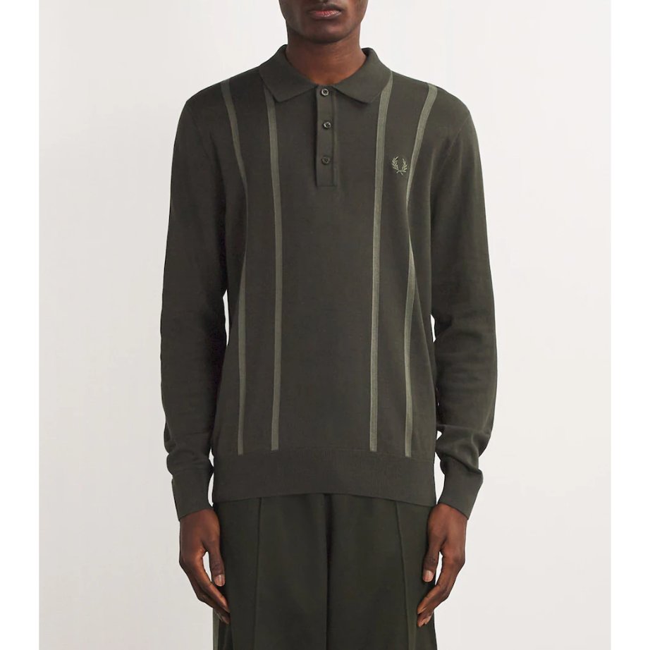 Fred Perry Knit Long Sleeve Polo Shirt Cowo Pria K6537/408