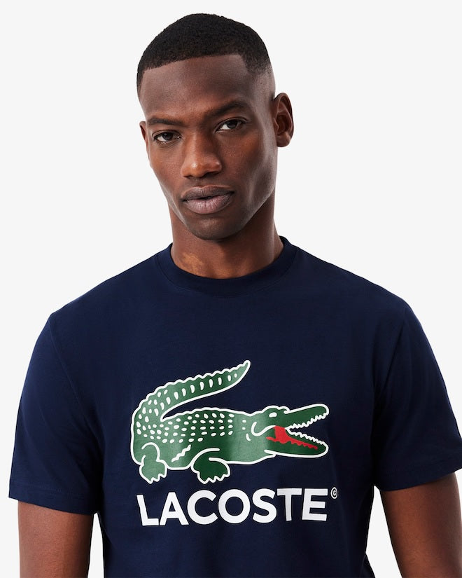 LACOSTE Signature Print Cotton Jersey T Shirt  TH6396