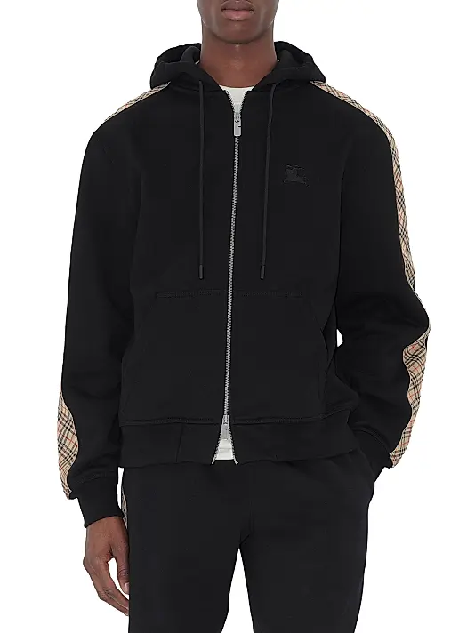 BURBERRY Check Trim Cotton Zip Hoodie 8110790