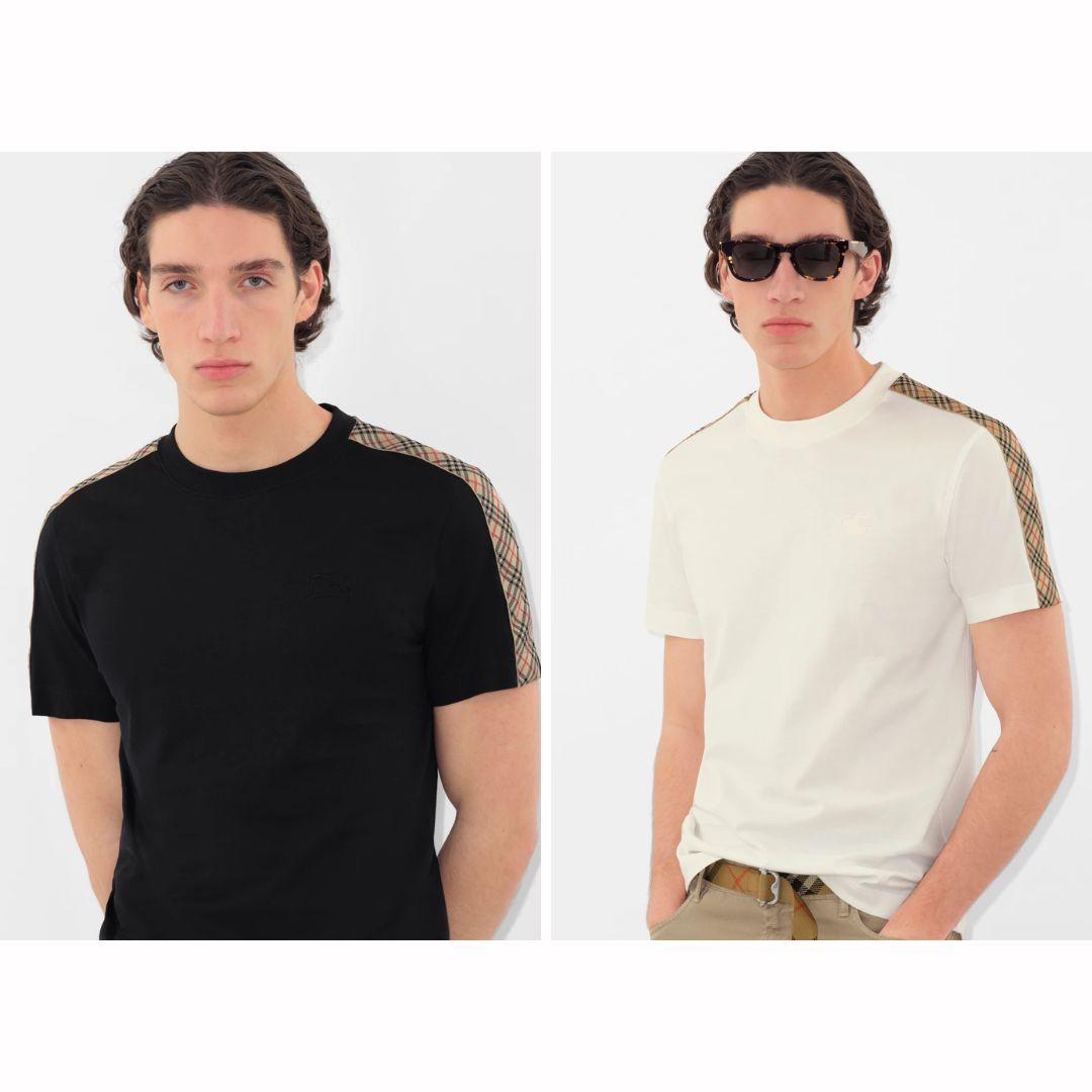 BURBERRY Check Patterned Stripe T shirt 8106246