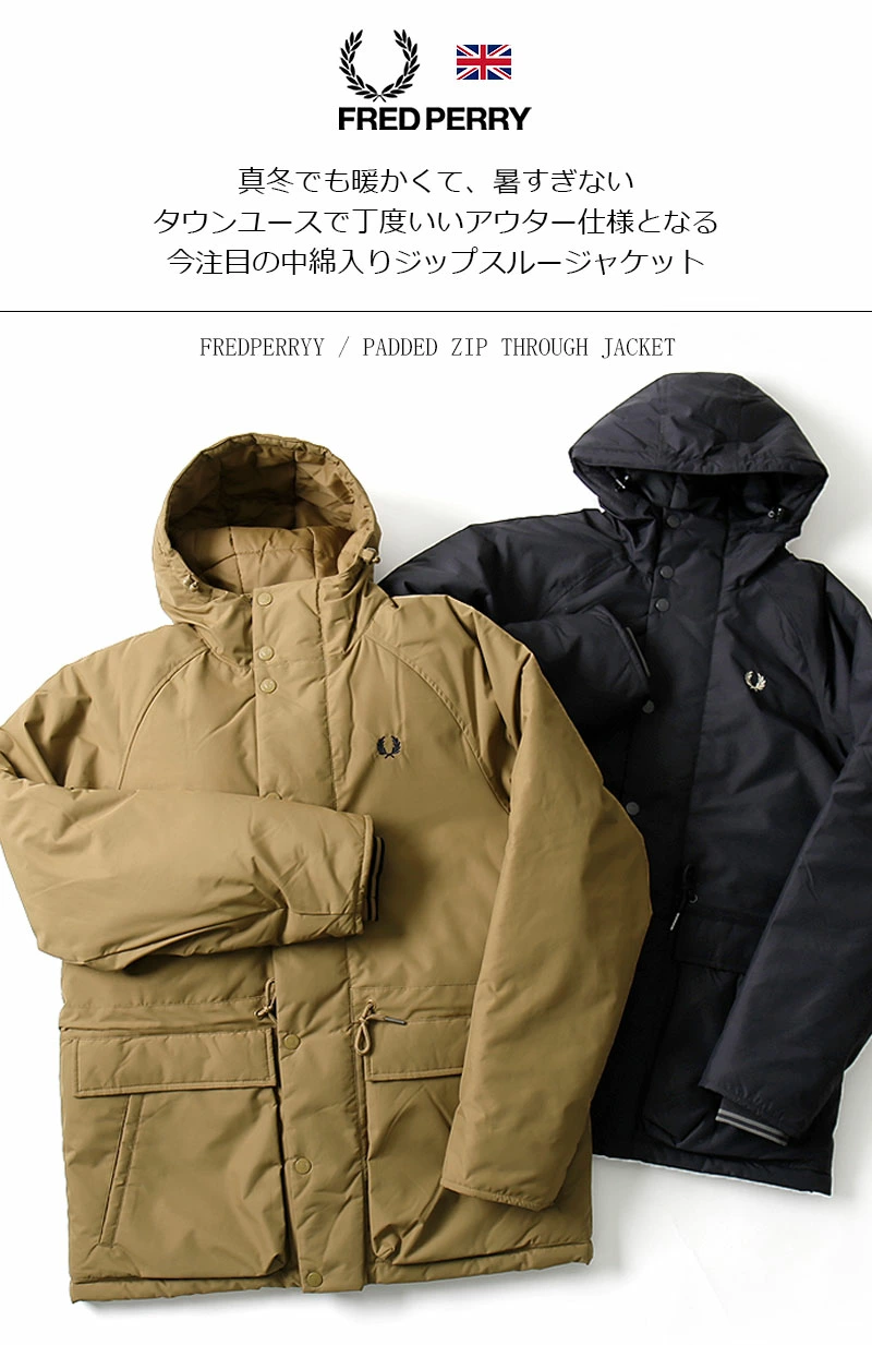 Fred Perry Padded Zip Through Parka Jacket J6516/P96