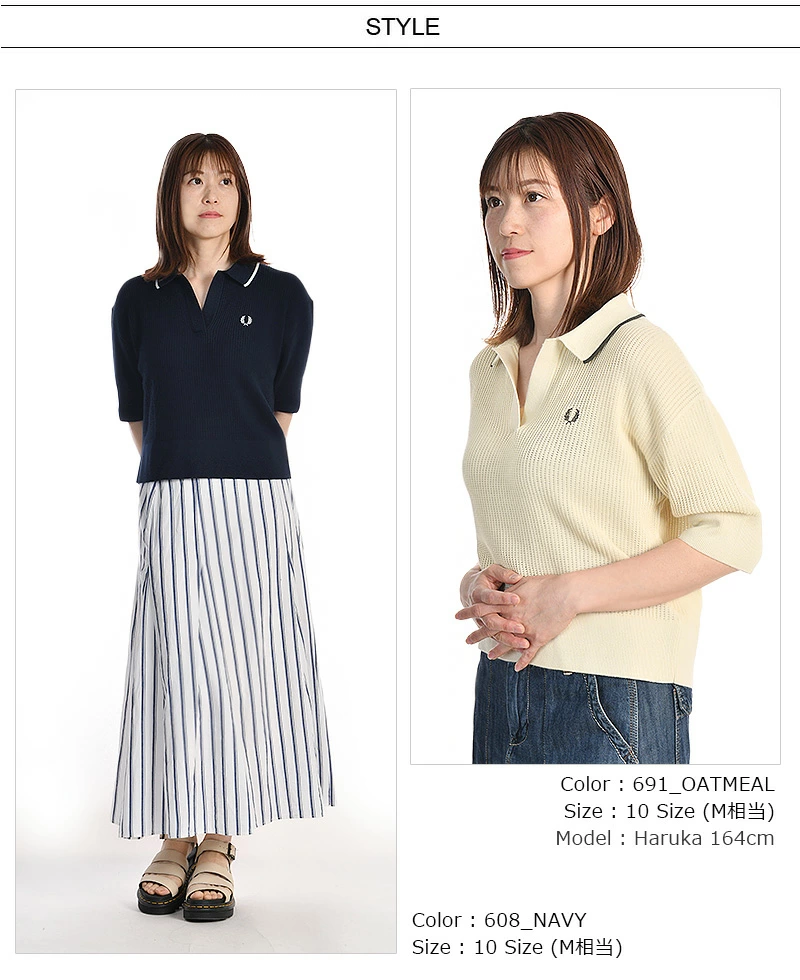Fred Perry Women OPEN-COLLAR MESH KNIT SHIRT K9114/608
