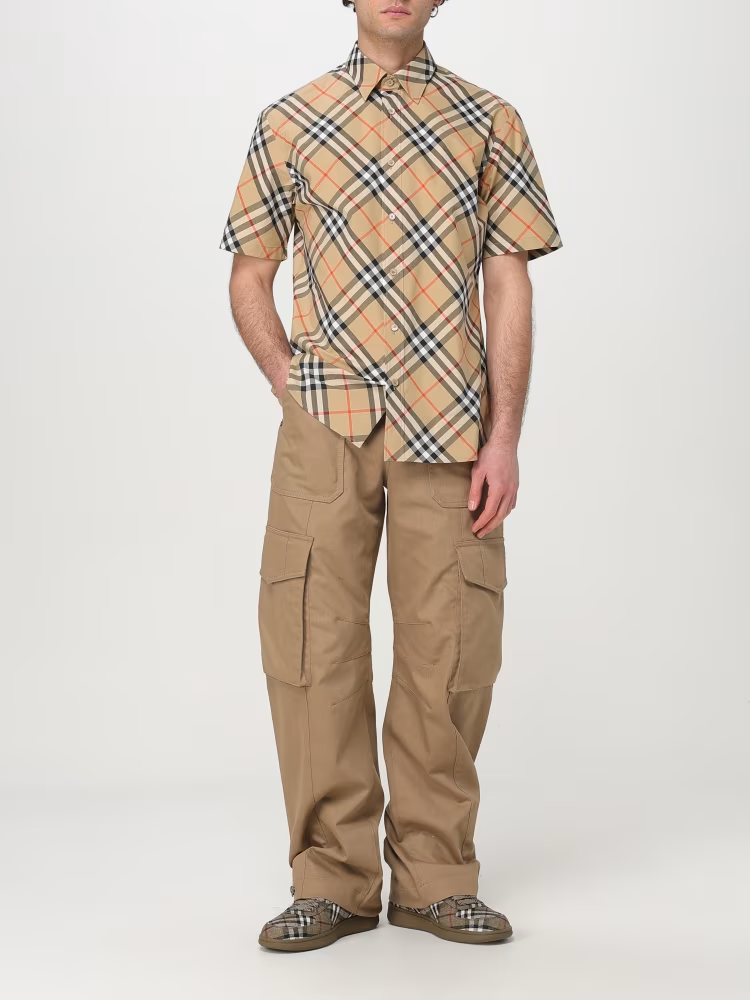 BURBERRY Beige Checked Short Sleeve Shirt 8087637