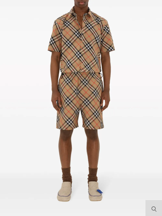 BURBERRY Beige Checked Short Sleeve Shirt 8087637