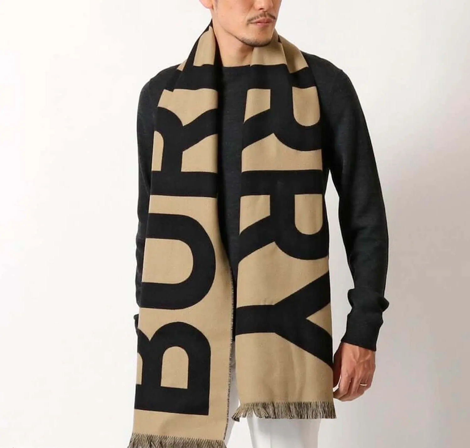 BURBERRY SCARF Muffler Wool Jacquard Winter 8035525