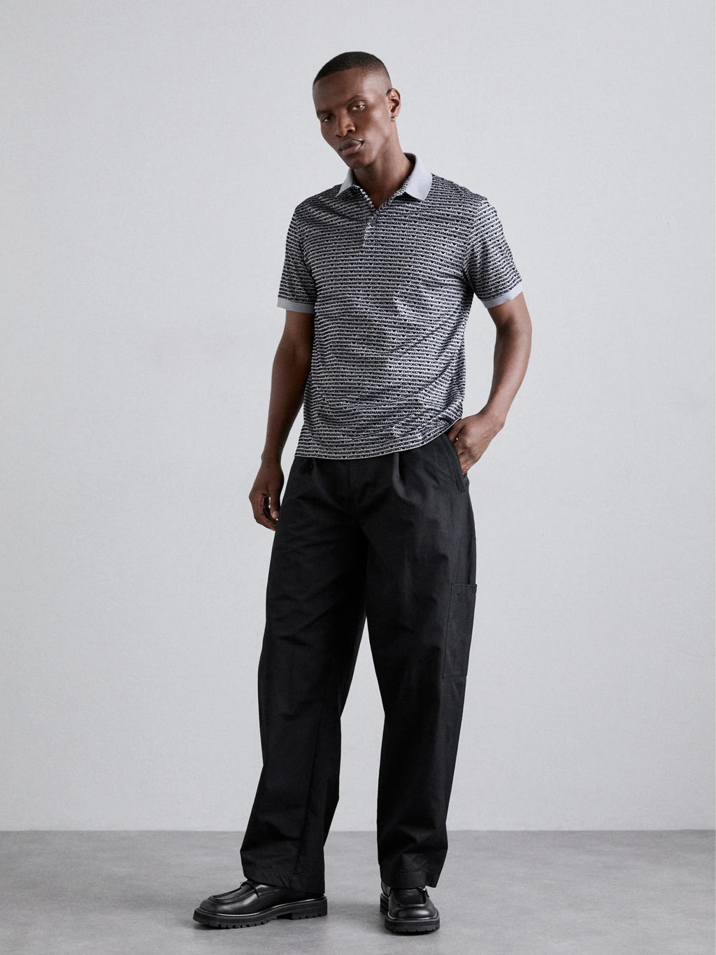 EMPORIO ARMANI EA7 All-over Jacquard Lettering Jersey Polo Shirt 6D1F79