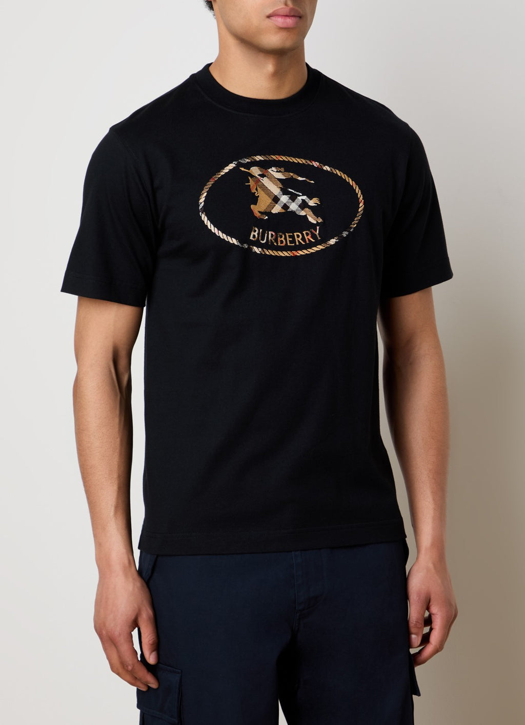 Burberry Check Knight Stampt Cotton T Shirt 8123436
