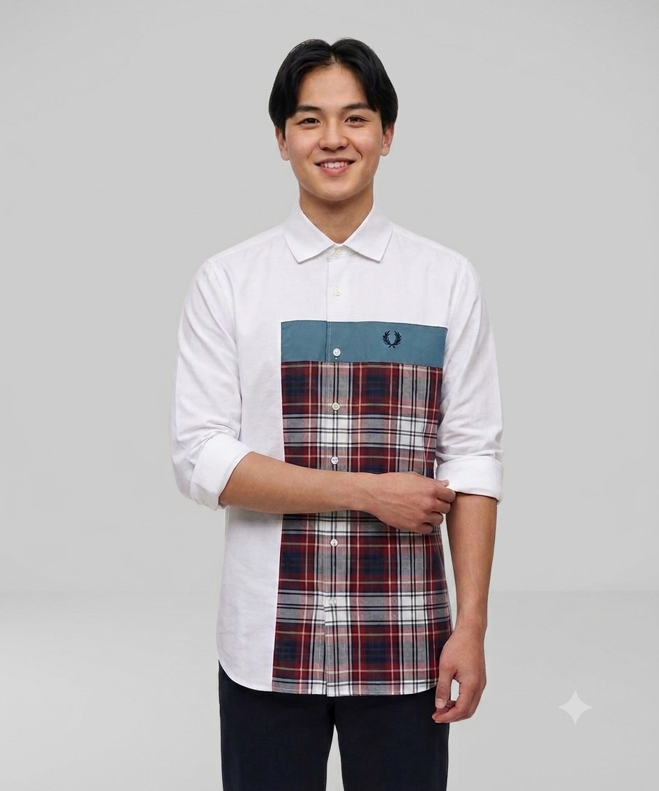 Fred Perry Mix Panelled Long Sleeve Shirts F4546