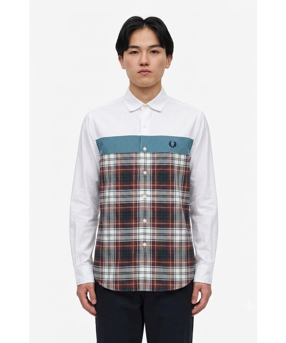 Fred Perry Mix Panelled Long Sleeve Shirts F4546