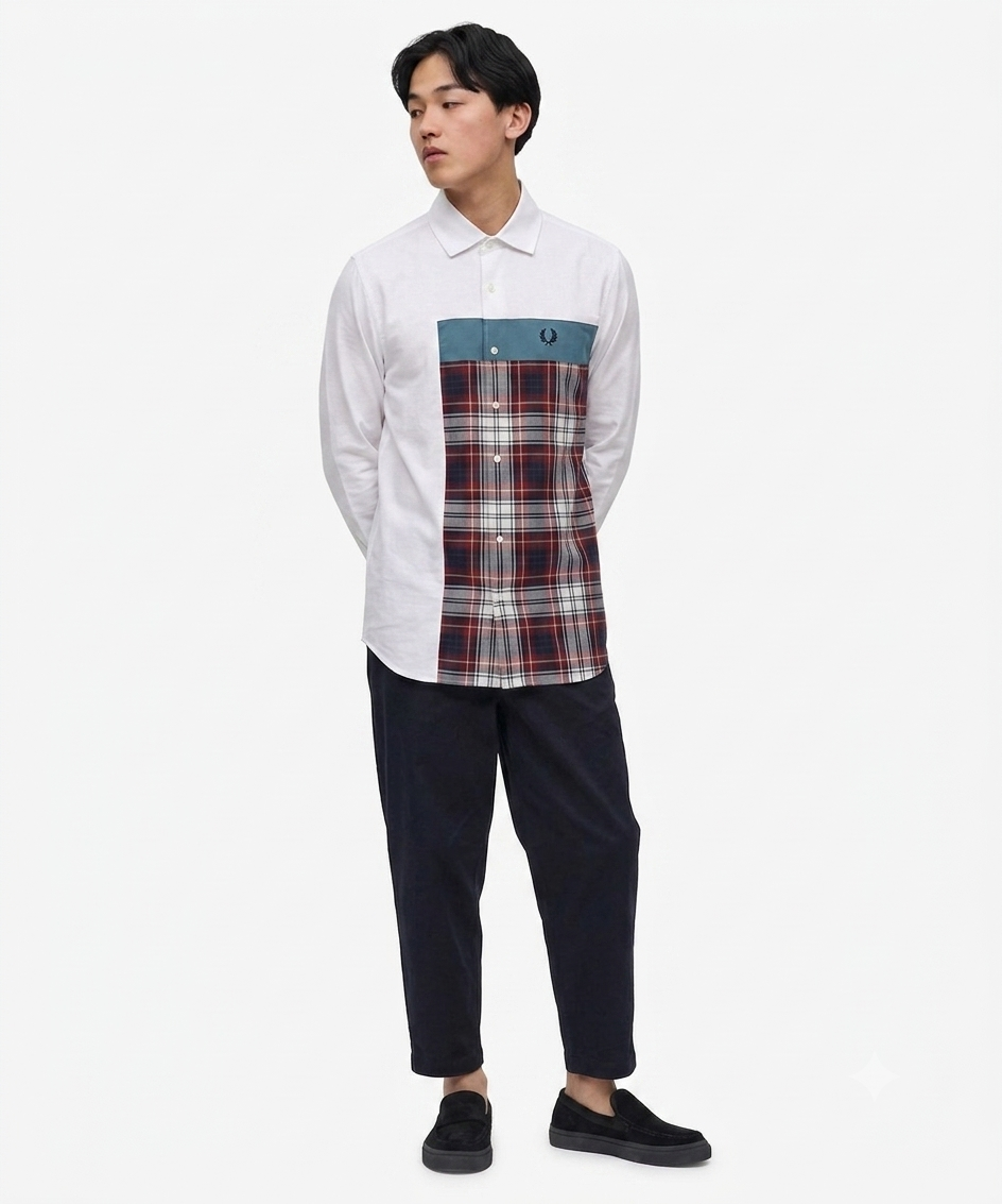 Fred Perry Mix Panelled Long Sleeve Shirts F4546
