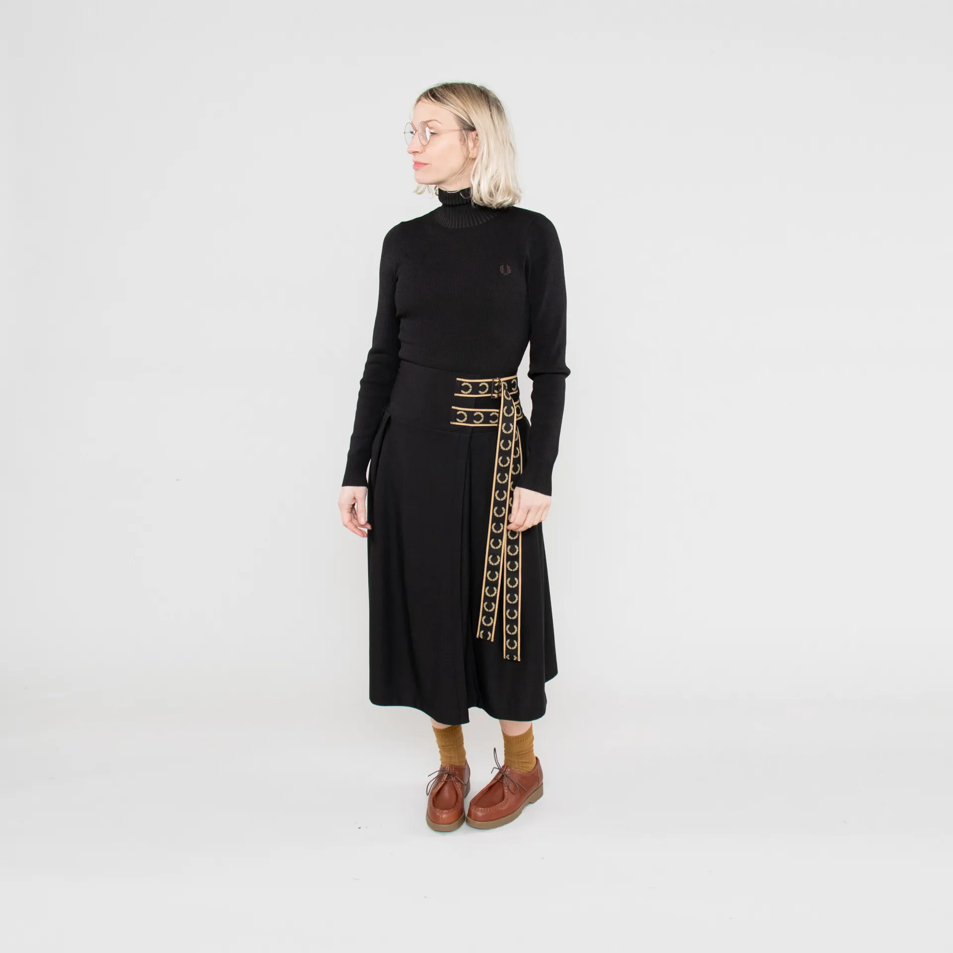 Fred Perry Womens Roll Neck Ribbed Jumper Black Women K4116/102