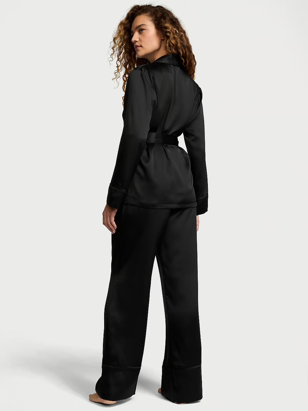 VICTORIA SECRET Dream Satin Wrap Top Long Pajamas Set