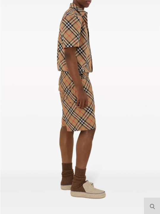 BURBERRY Beige Checked Short Sleeve Shirt 8087637