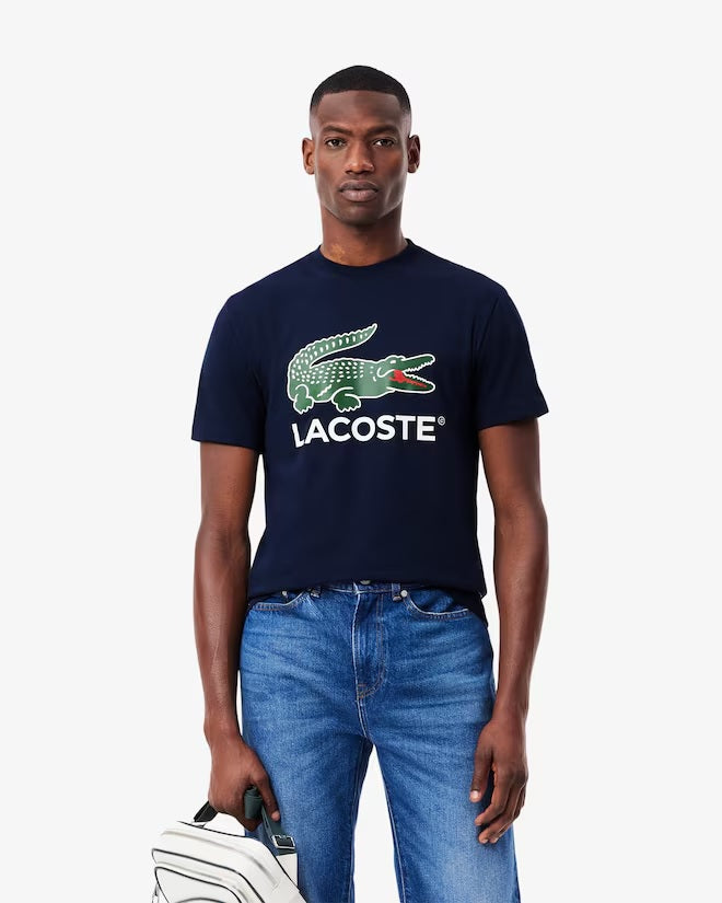 LACOSTE Signature Print Cotton Jersey T Shirt  TH6396