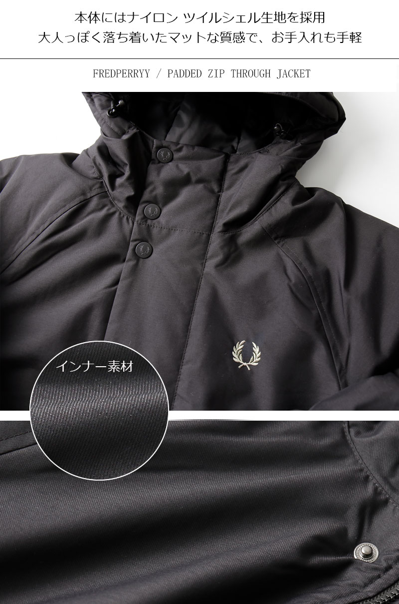 Fred Perry Padded Zip Through Parka Jacket J6516/102