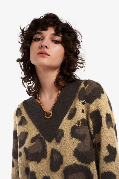 Fred Perry Amy Winehouse Leopard Knitted Dress Women SD4148/Q65