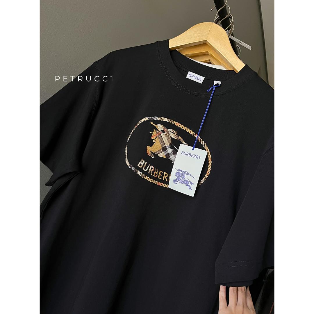 Burberry Check Knight Stampt Cotton T Shirt 8123436
