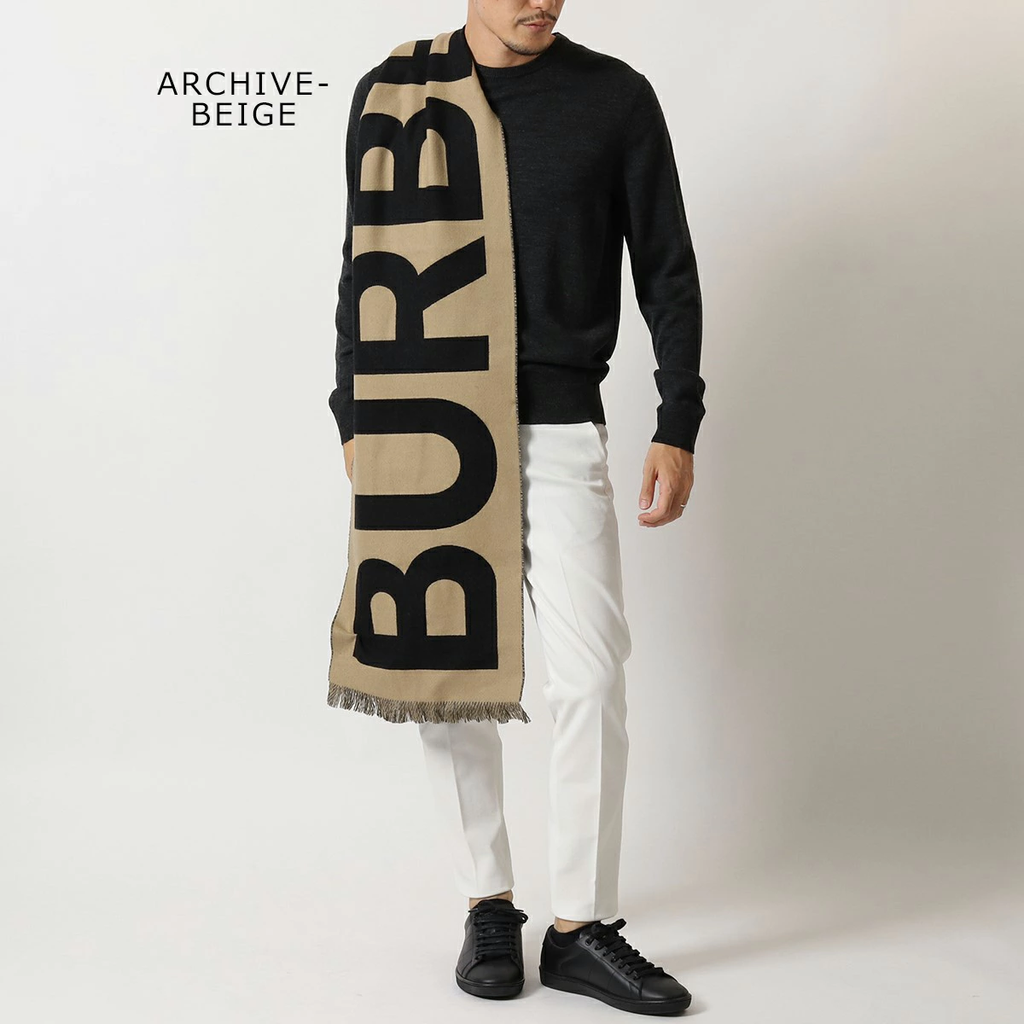 BURBERRY SCARF Muffler Wool Jacquard Winter 8035525