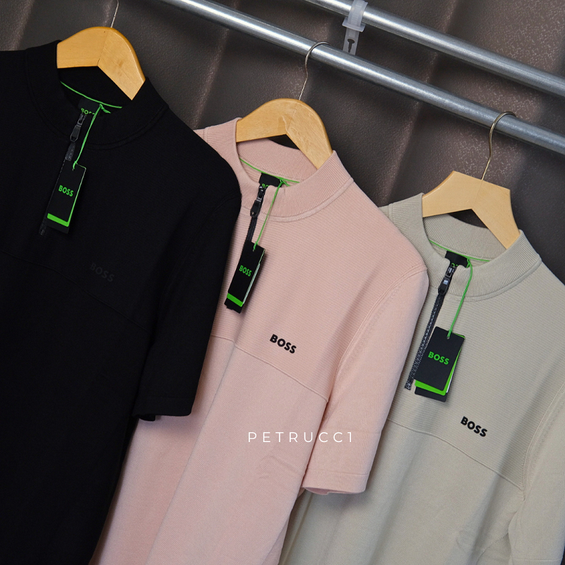 BOSS Zip neck sweater peach 50563378