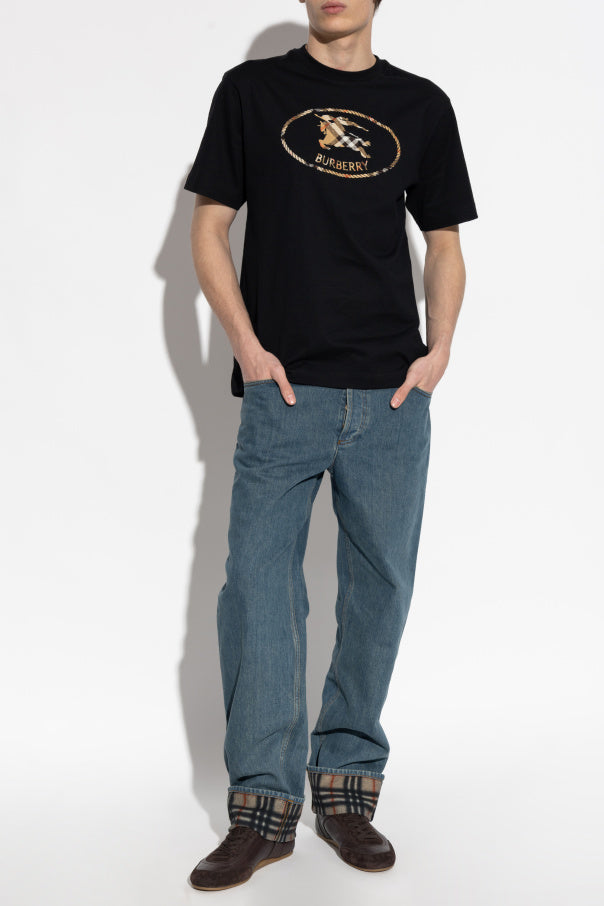 Burberry Check Knight Stampt Cotton T Shirt 8123436