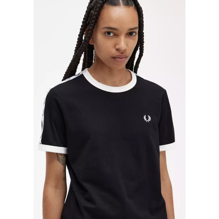 Fred Perry ringer tape T SHIRT KAOS wanita women G4620/184