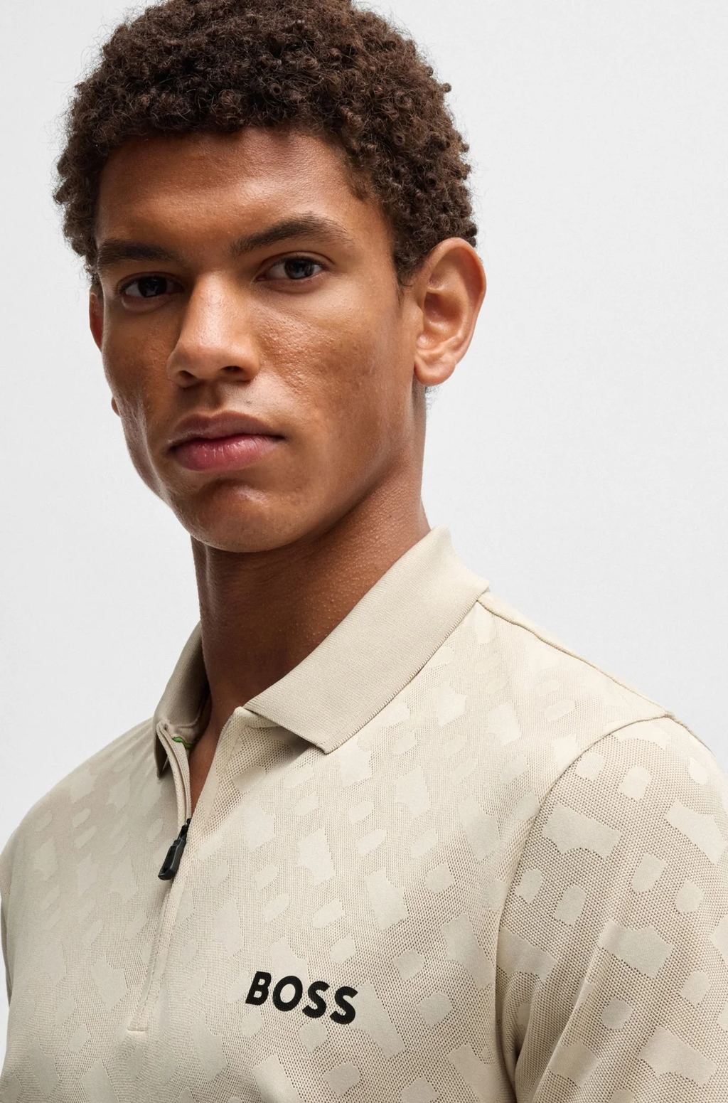 BOSS Active quick-dry polo shirt with gradient monogram jacquard Style Philix TOC JQ 50538106