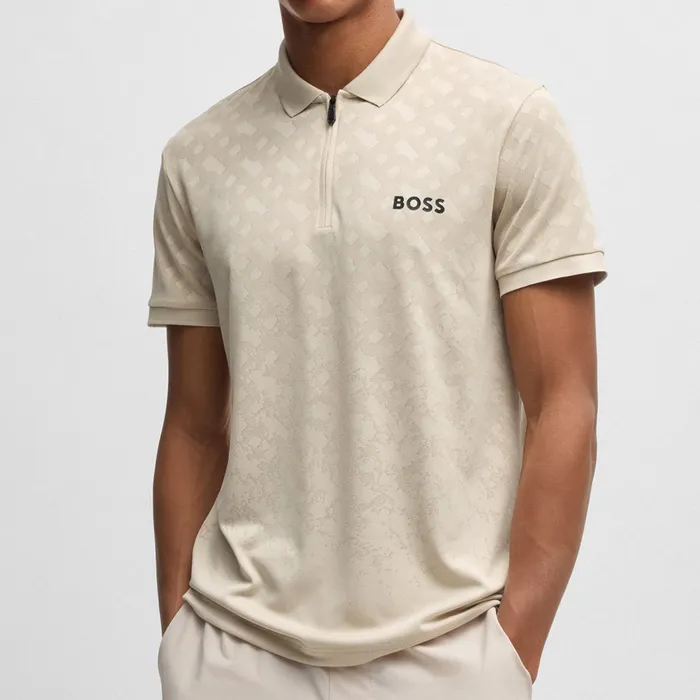 BOSS Active quick-dry polo shirt with gradient monogram jacquard Style Philix TOC JQ 50538106