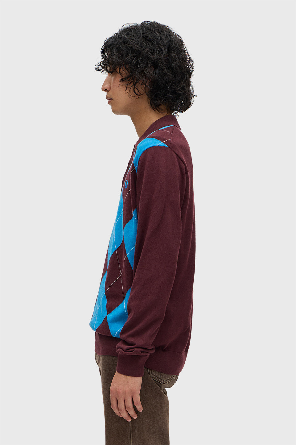 Fred Perry Argyle Long Sleeve Knitted Polo Shirt K1318/597