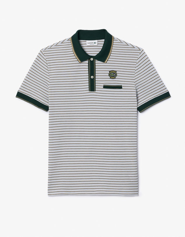 LACOSTE Striped Cotton Piqué Heritage Badge Polo  PH1221