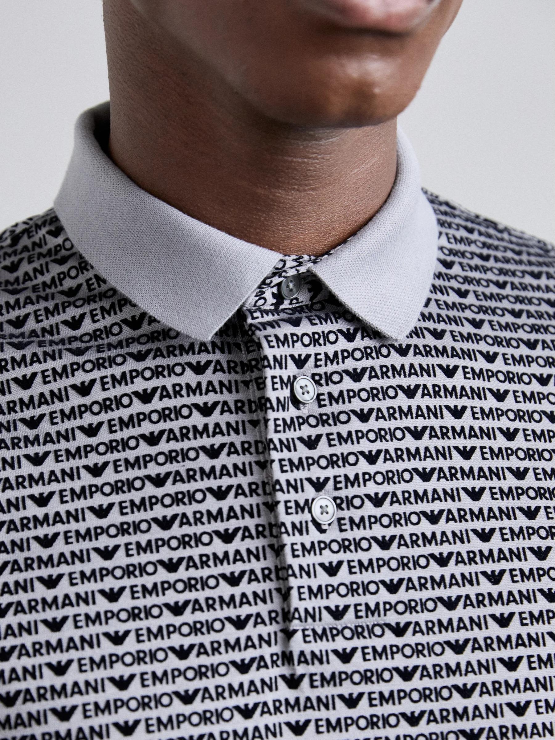 EMPORIO ARMANI EA7 All-over Jacquard Lettering Jersey Polo Shirt 6D1F79
