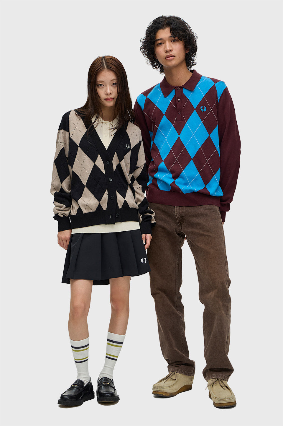 Fred Perry Argyle Long Sleeve Knitted Polo Shirt K1318/597