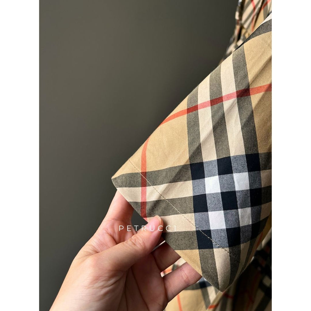 BURBERRY Beige Checked Short Sleeve Shirt 8087637