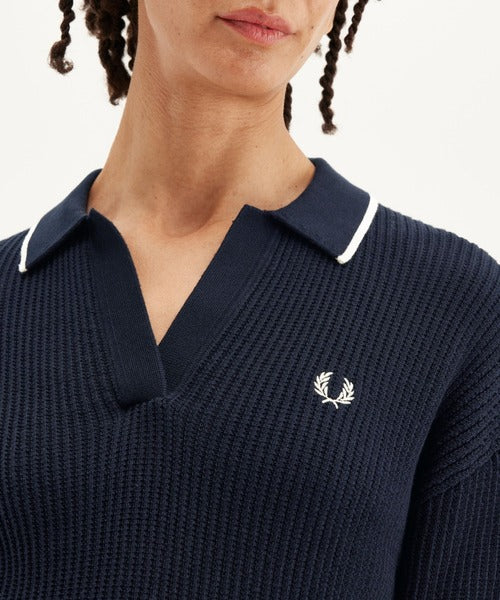 Fred Perry Women OPEN-COLLAR MESH KNIT SHIRT K9114/608