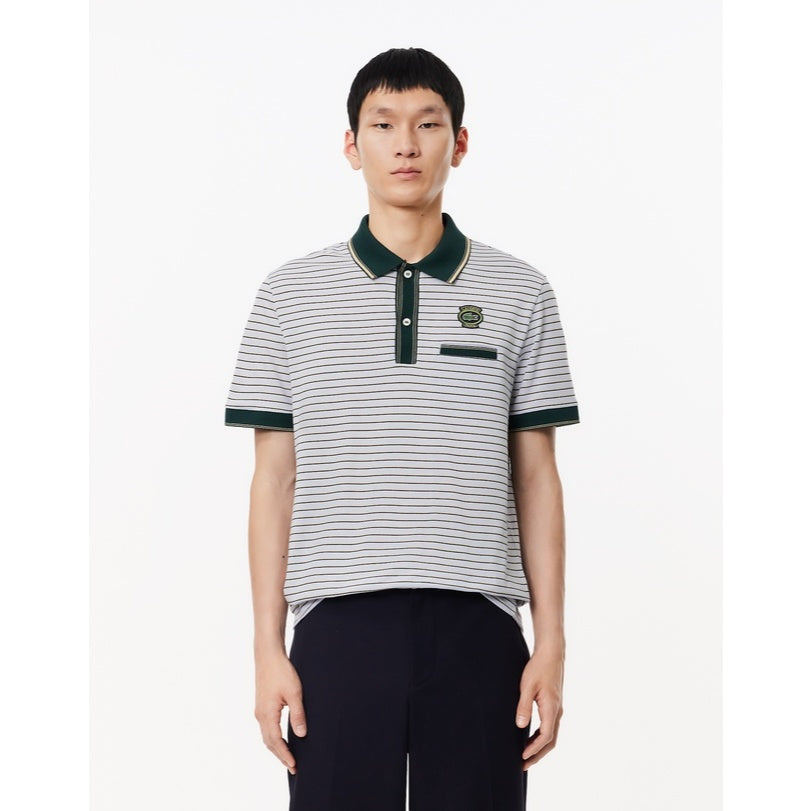 LACOSTE Striped Cotton Piqué Heritage Badge Polo  PH1221