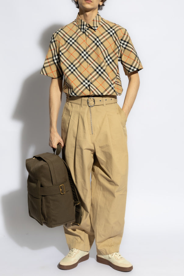 BURBERRY Beige Checked Short Sleeve Shirt 8087637