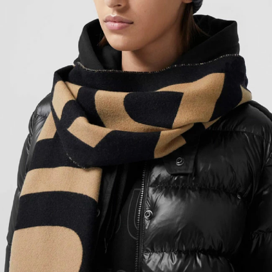 BURBERRY SCARF Muffler Wool Jacquard Winter 8035525