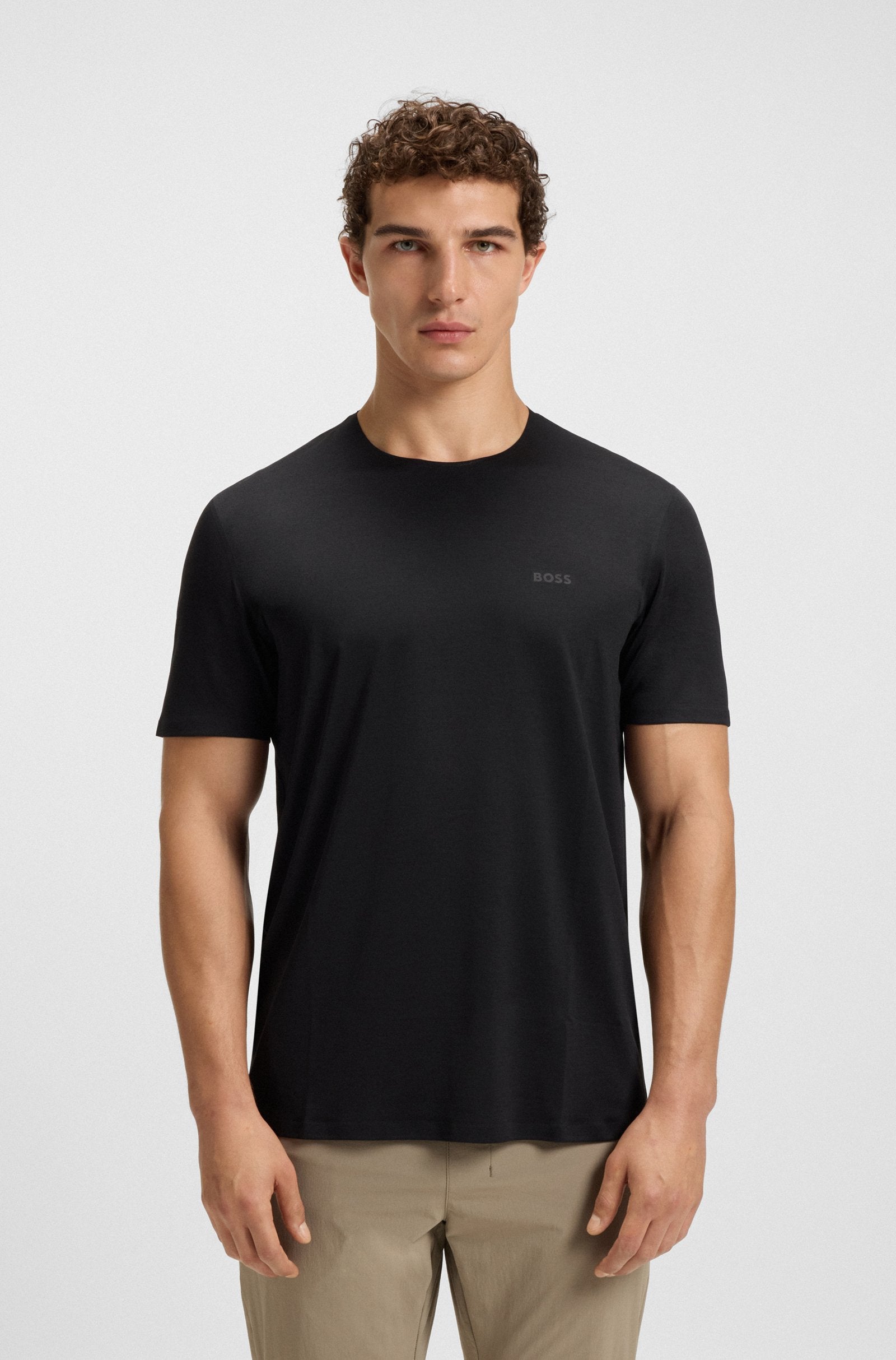 BOSS Quick-dry stretch-jersey T Shirt with decorative reflective artwork Tee Active 50525209