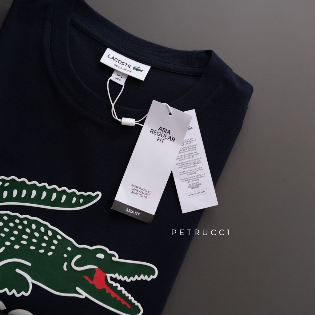 LACOSTE Signature Print Cotton Jersey T Shirt  TH6396