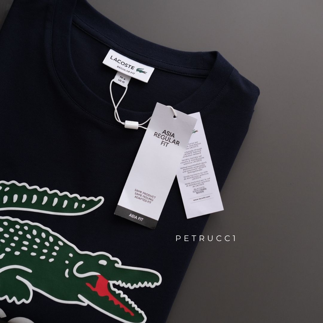LACOSTE Signature Print Cotton Jersey T Shirt  TH6396