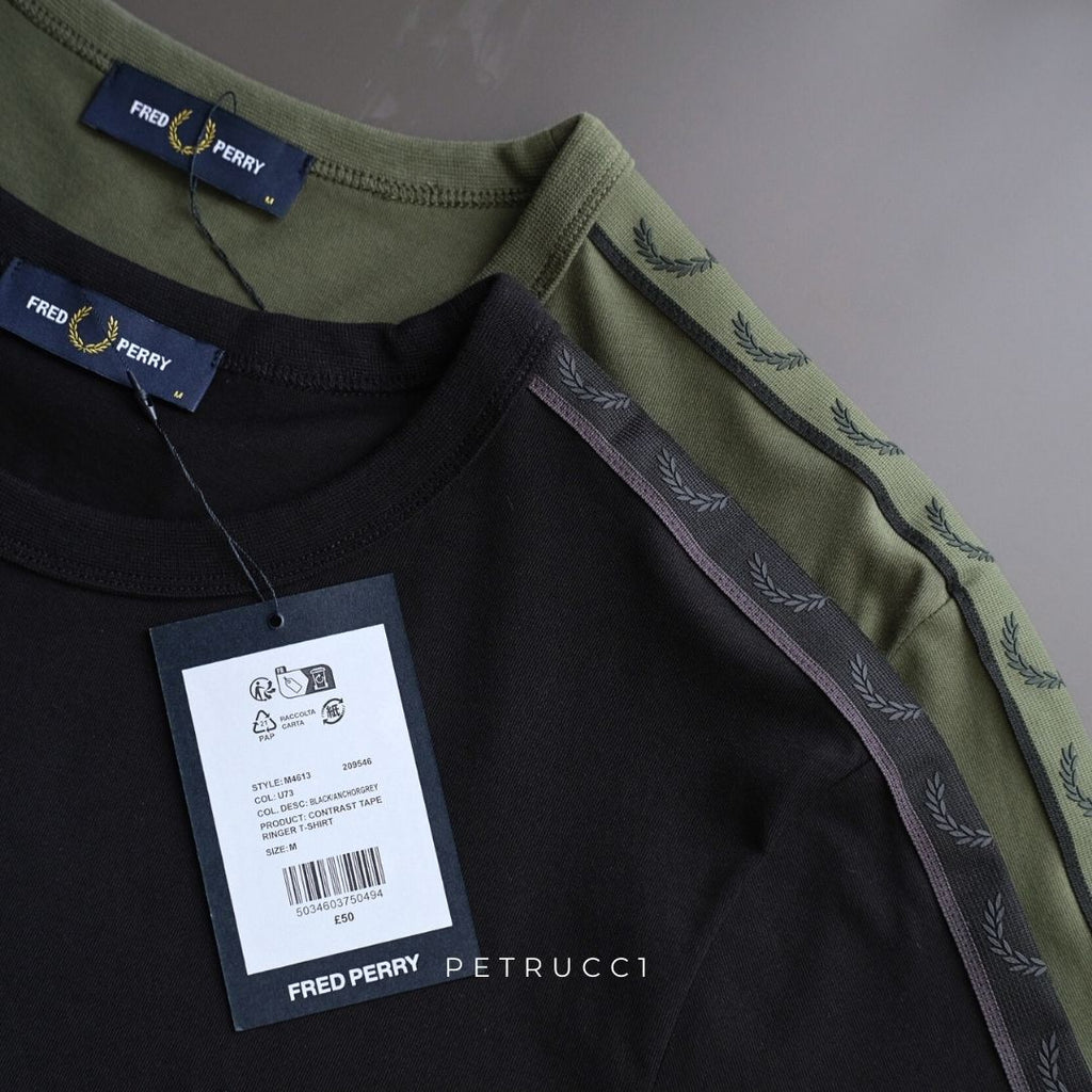 Fred Perry Contrast Tape Ringer T-Shirt Kaos M4613/W49