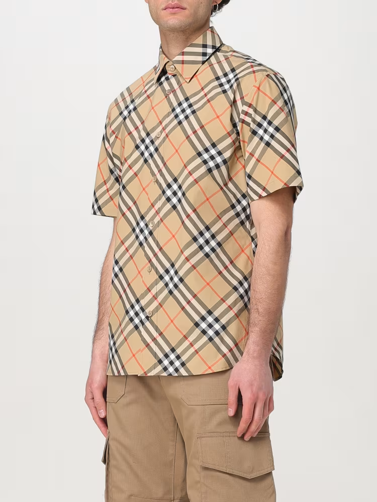 BURBERRY Beige Checked Short Sleeve Shirt 8087637