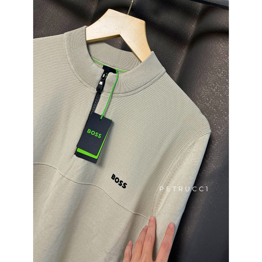 BOSS Zip neck sweater with graphic pattern 50563378