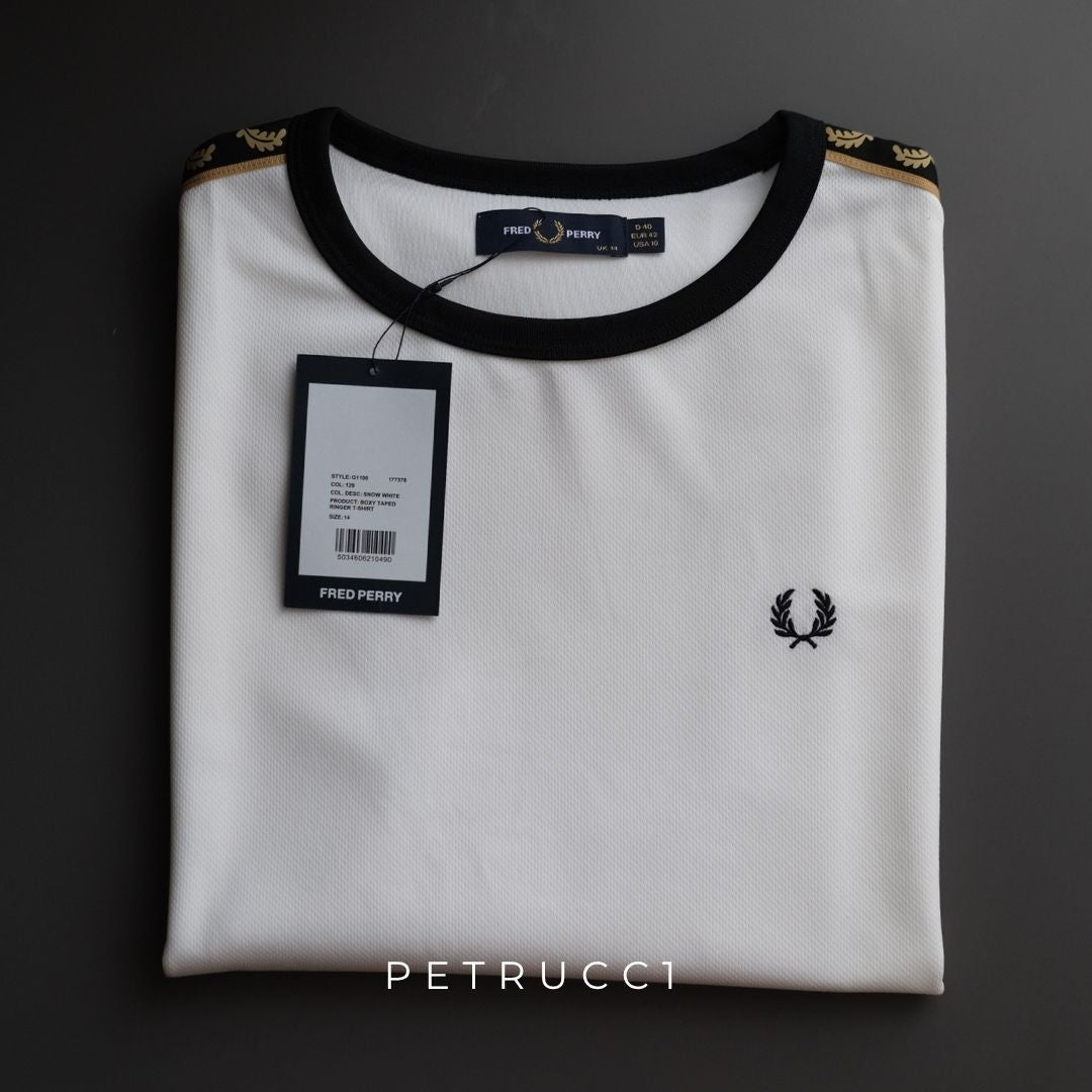 Fred Perry Womens Boxy Taped Ringer Jersey T Shirt G1100/129