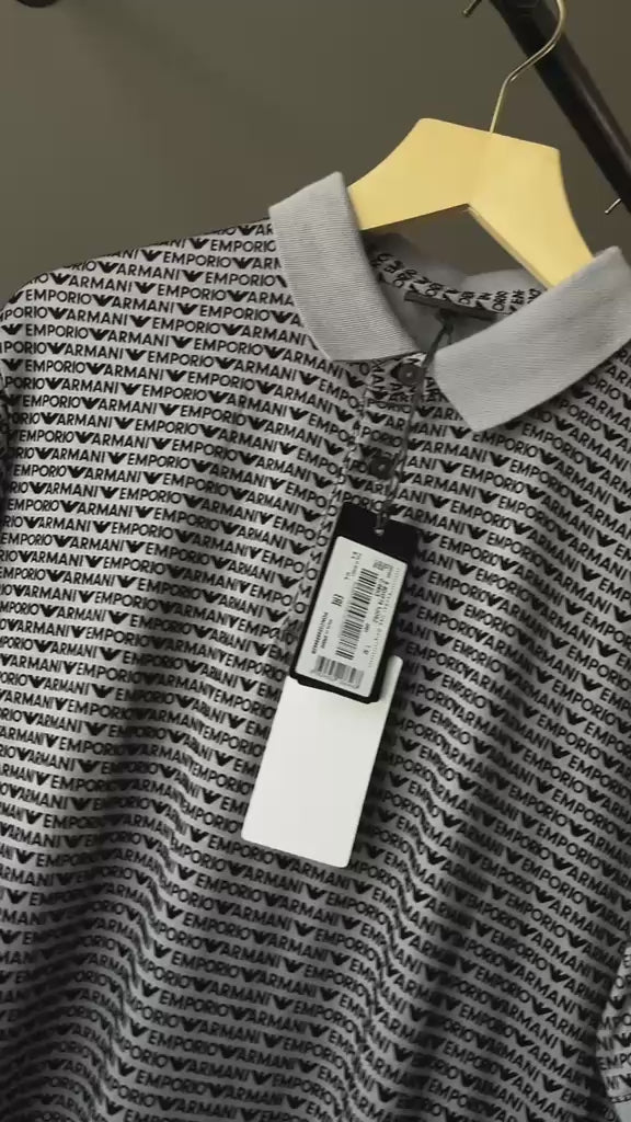 EMPORIO ARMANI EA7 All-over Jacquard Lettering Jersey Polo Shirt 6D1F79