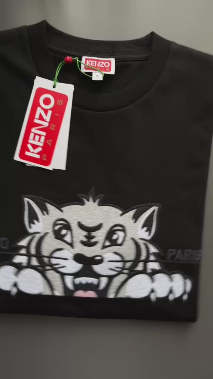 KENZO Happy Tiger Embroidered Oversized T Shirt 5TS5264SI