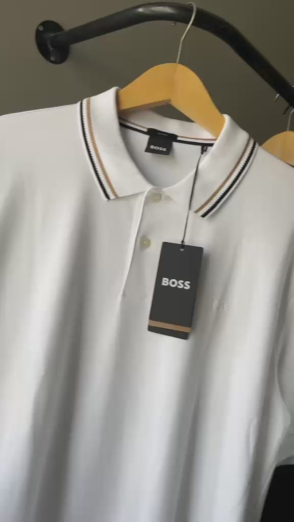 BOSS Slim-fit polo shirt in cotton with striped collar Penrose 38 50469360