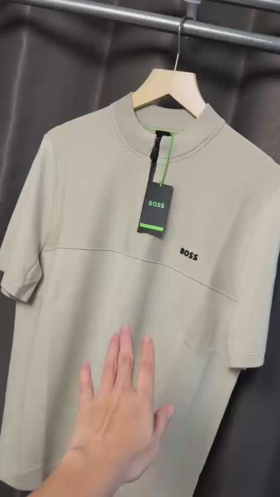 BOSS Zip neck sweater with graphic pattern 50563378