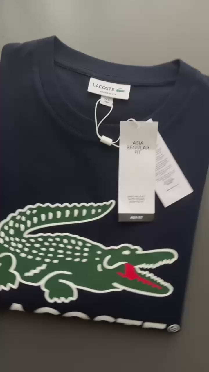 LACOSTE Signature Print Cotton Jersey T Shirt  TH6396