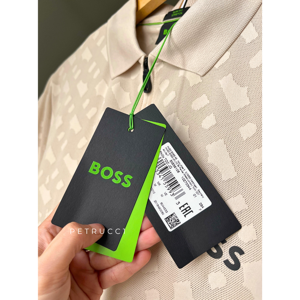BOSS Active quick-dry polo shirt with gradient monogram jacquard Style Philix TOC JQ 50538106